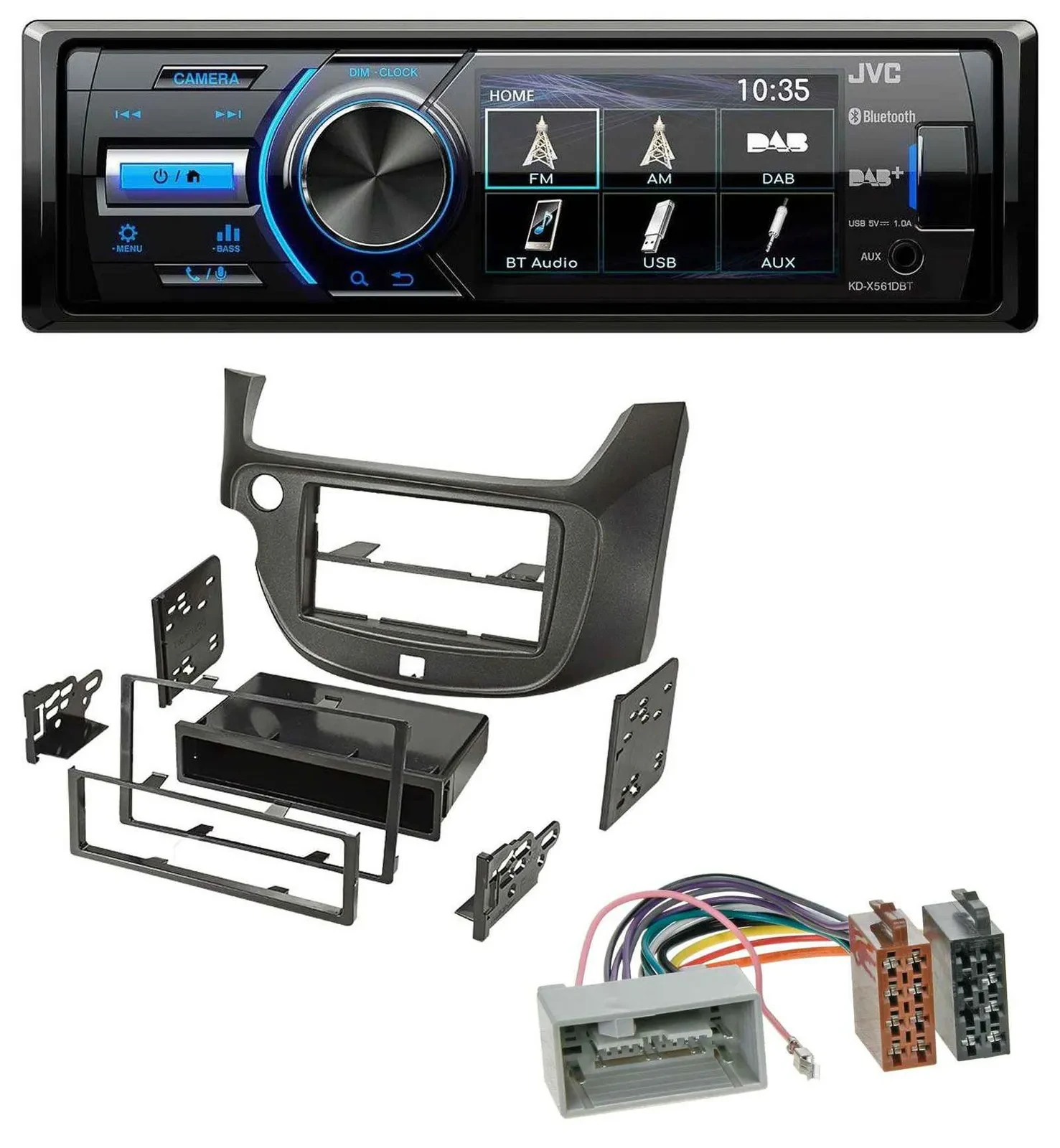 JVC Bluetooth MP3 USB DAB Autoradio für Honda Jazz (ab 2009) dunkelgrau