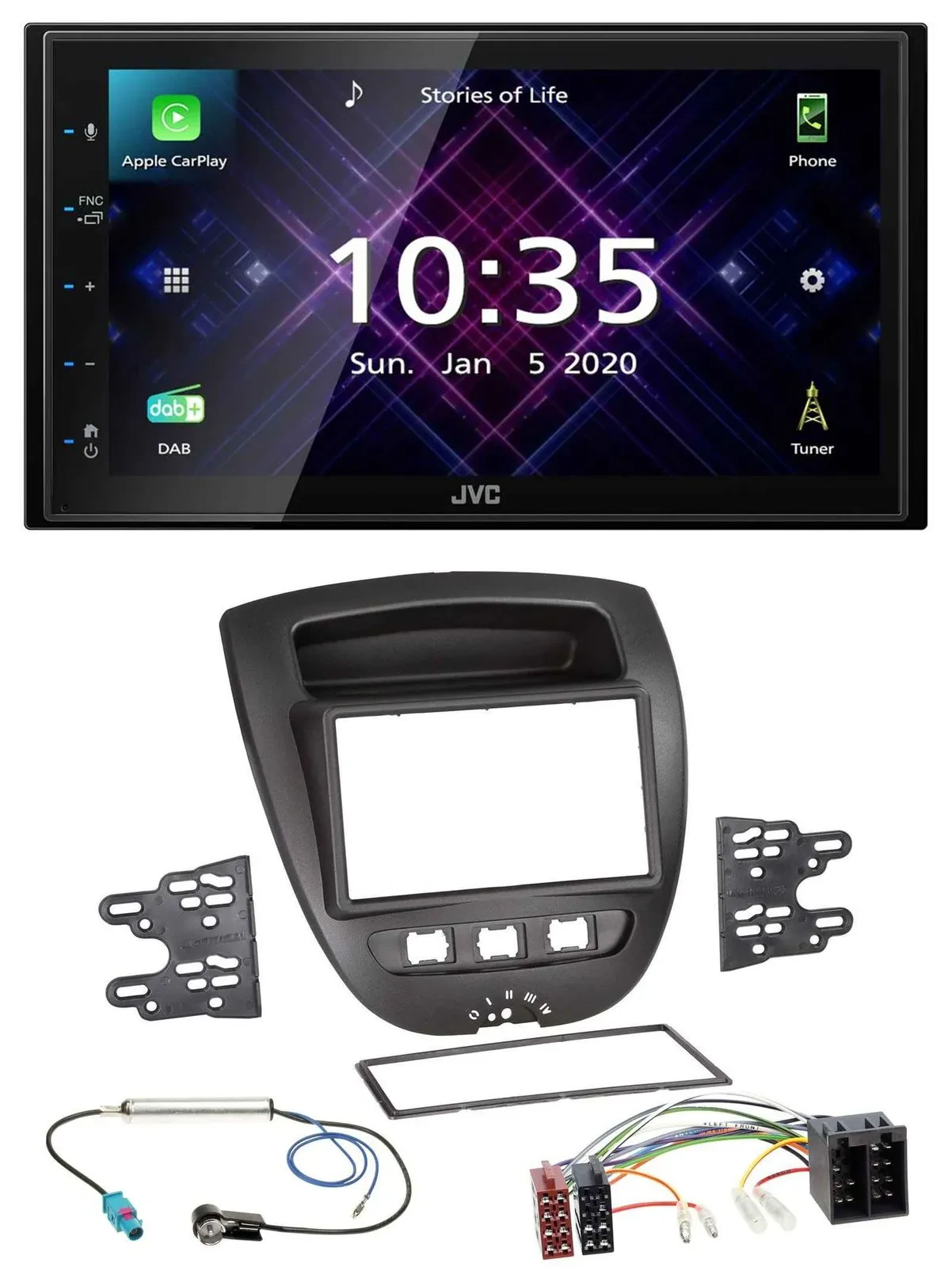 JVC DAB 2DIN MP3 Bluetooth USB Autoradio für Toyota Aygo Peugeot 107 Citroen C1