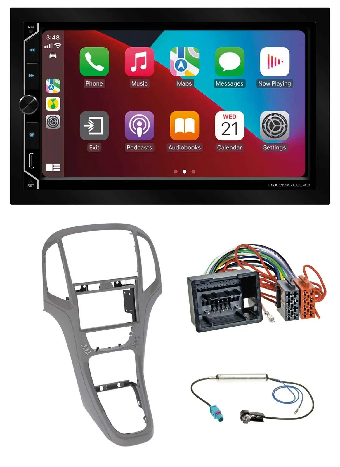 Автомагнитола для Opel Astra J ESX 2DIN DAB USB MP3 Bluetooth титаново-серый