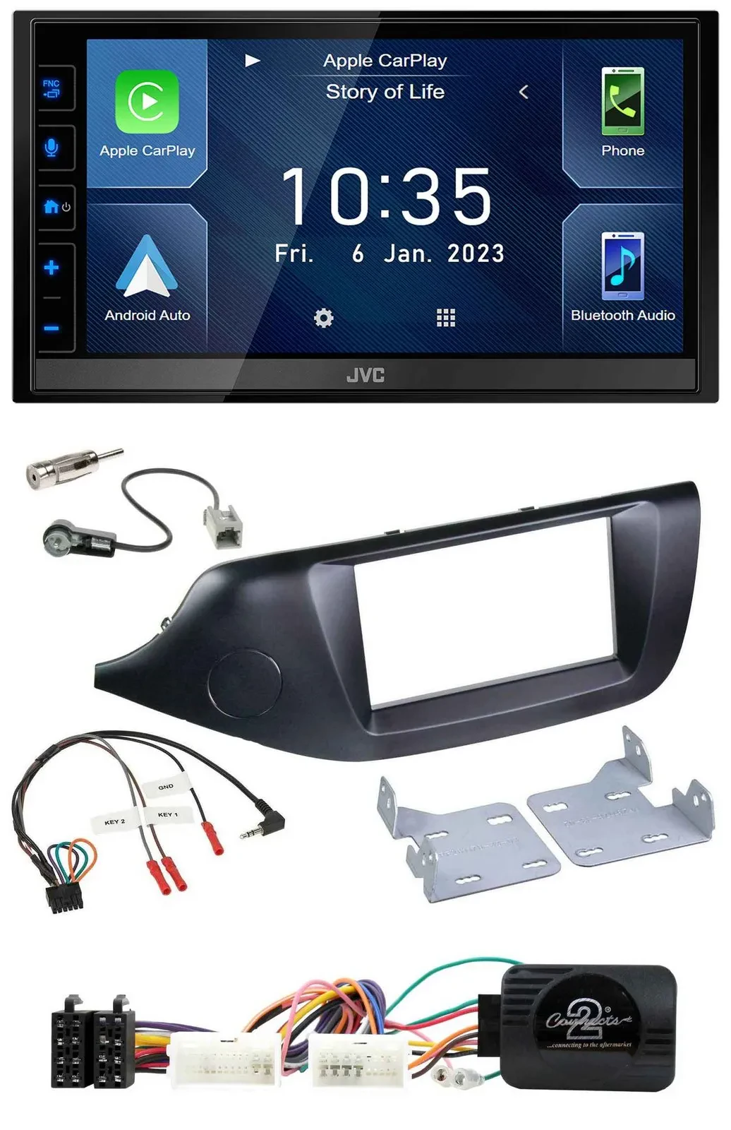 JVC DAB Bluetooth Lenkrad USB 2DIN Autoradio für Kia Ceed ab 2012 schwarz ohne S