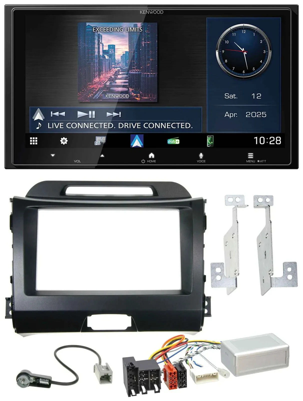 Kenwood Bluetooth 2DIN USB DAB Lenkrad Autoradio für Kia Sportage 3 10-15 Navi s