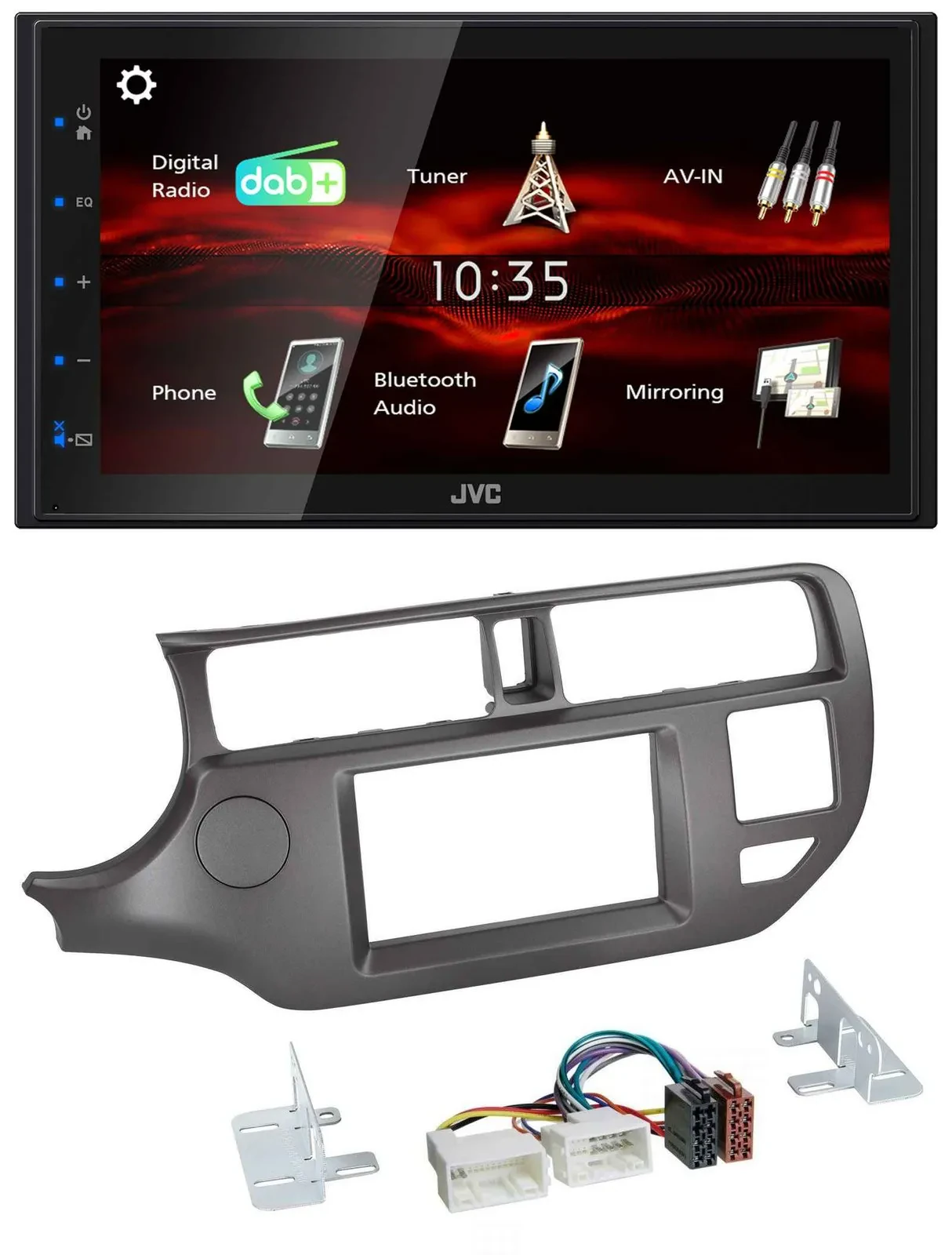 JVC USB Bluetooth MP3 DAB 2DIN Autoradio für Kia Rio UB 11-14 anthrazit