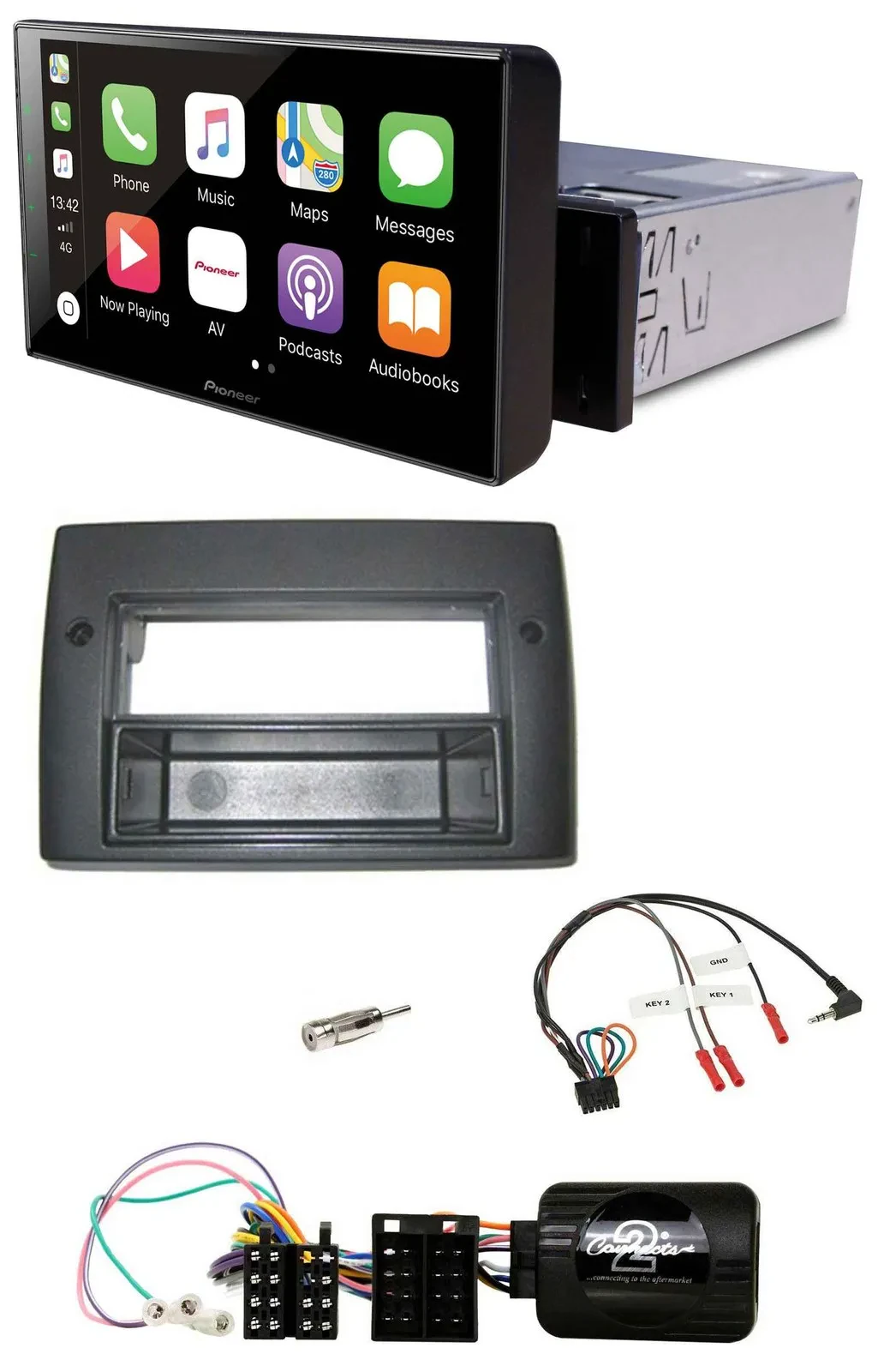 Pioneer Bluetooth Lenkrad DAB USB Autoradio für Fiat Stilo 2001-2007 Profi Ablag