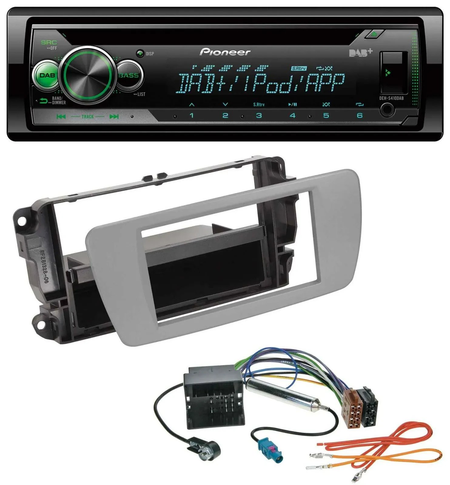 Pioneer USB MP3 DAB AUX CD Autoradio für Seat Ibiza (ab 08) - dublingrau