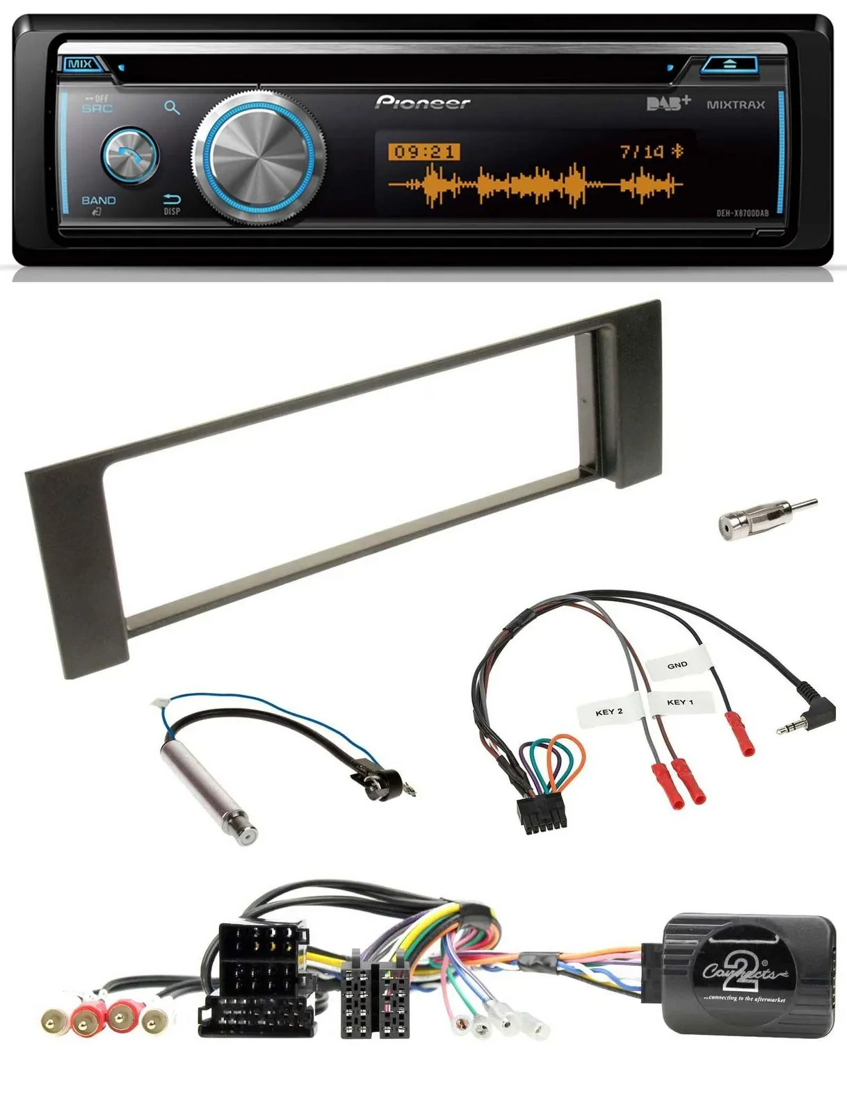 Pioneer Lenkrad DAB USB CD Bluetooth Autoradio für Audi A4 2000-2004 Can-Bus ISO