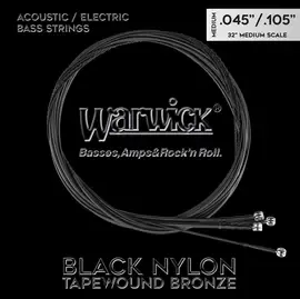 WARWICK Black Nylon Tapewound Acoustic / Electric Set, 045"-.105", Medium Scale