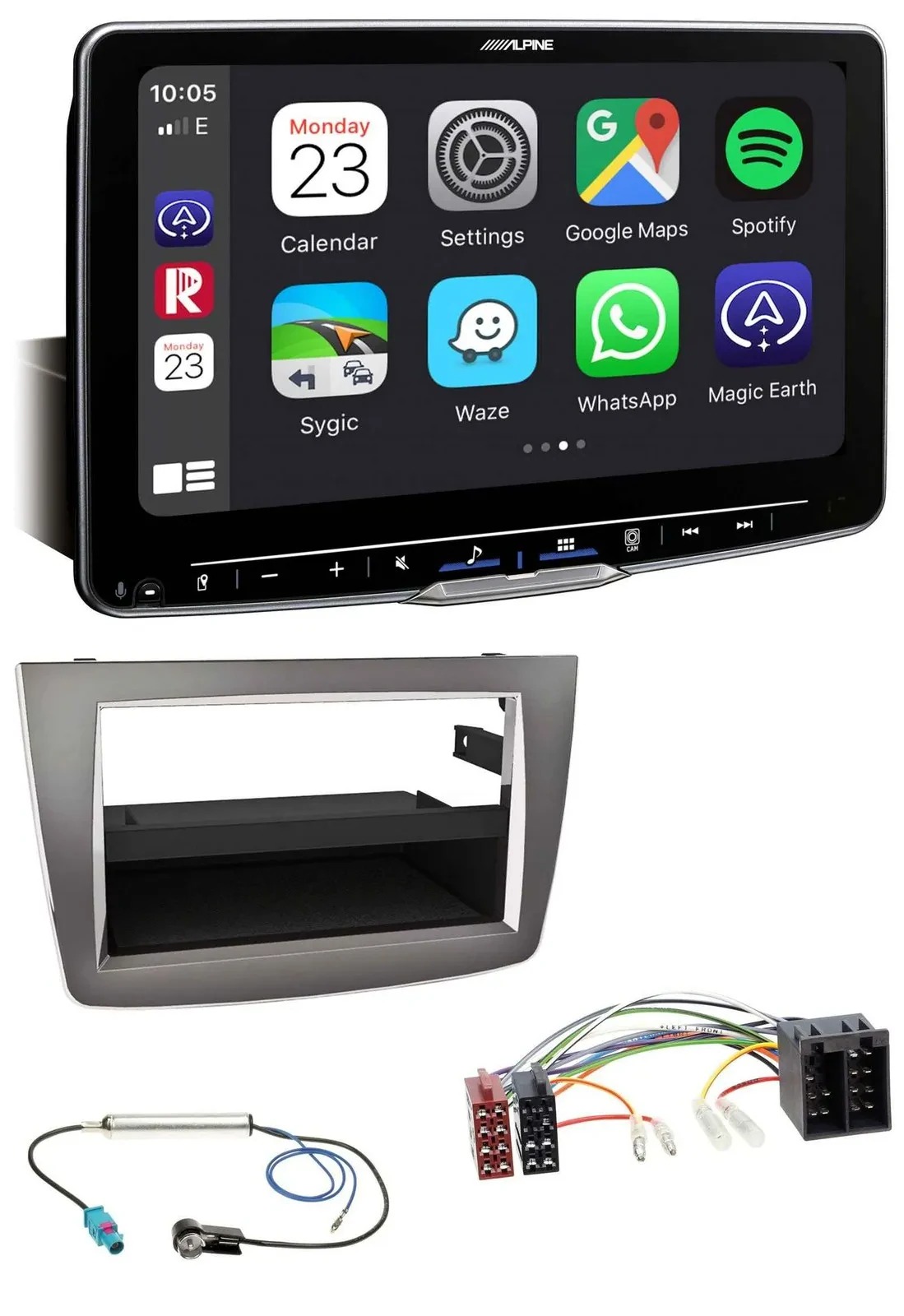Alpine Bluetooth MP3 USB DAB Autoradio für Alfa Romeo MiTo 955 08-14 ISO dunkels