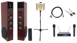 Rockville Bluetooth Home Theater/Karaoke Machine System+(2) Mics+Subs+iPad Stand