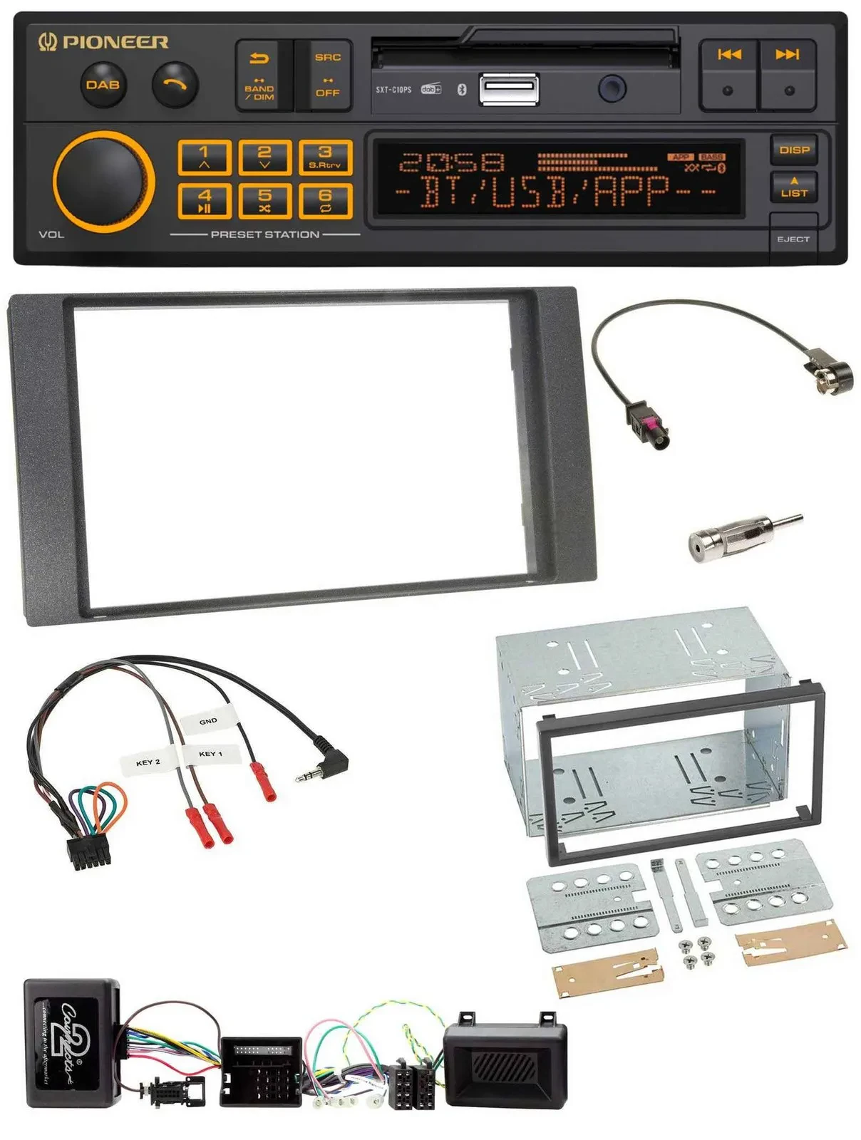 Автомагнитола для Ford Kuga 2008–2012 Pioneer DAB, USB, Bluetooth, антрацит