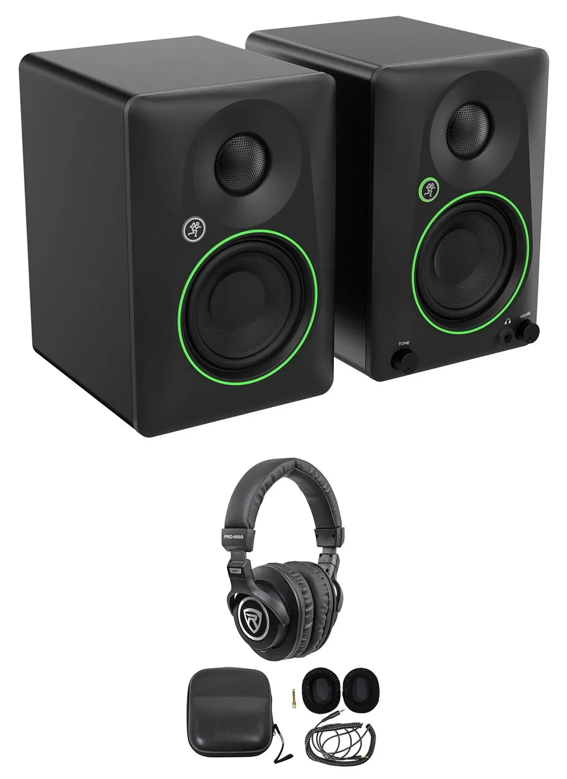 Pair Mackie CR3.5 3.5" Powered Studio Monitors w/ Tone Control+Headphones