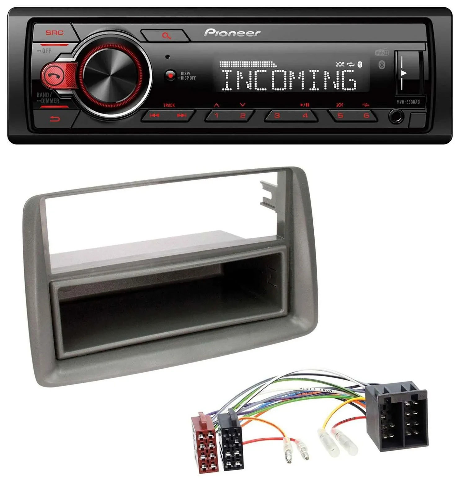 Pioneer Bluetooth USB DAB MP3 Autoradio für Fiat Panda (169 2003-2012) grau