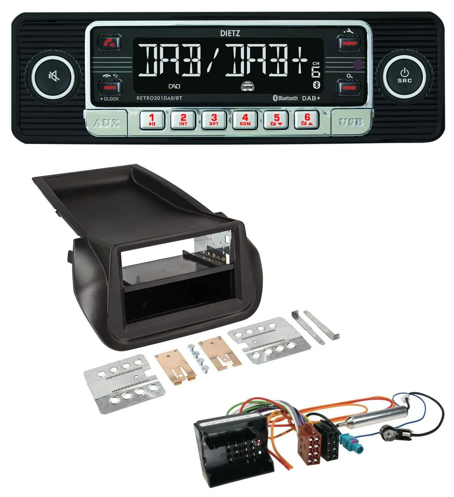 Dietz USB DAB MP3 Bluetooth Autoradio für Citroen Nemo Peugeot Bipper ab 2008