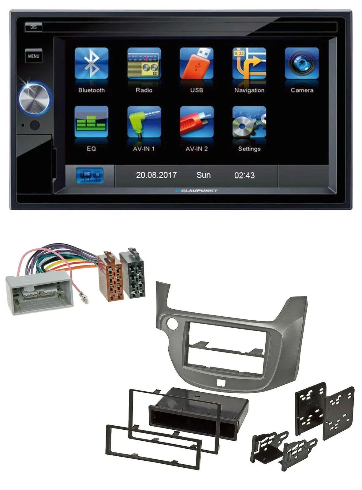Blaupunkt SD Bluetooth 2DIN MP3 USB AUX Autoradio für Honda Jazz ab 09 silber