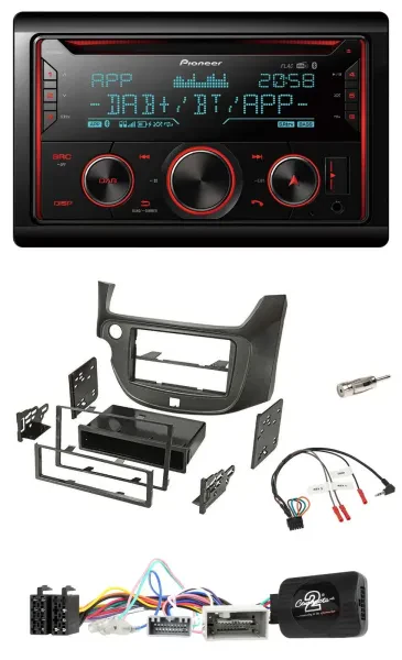 Pioneer 2DIN DAB Lenkrad Bluetooth USB CD Autoradio für Honda Jazz ab 14 dunkelg