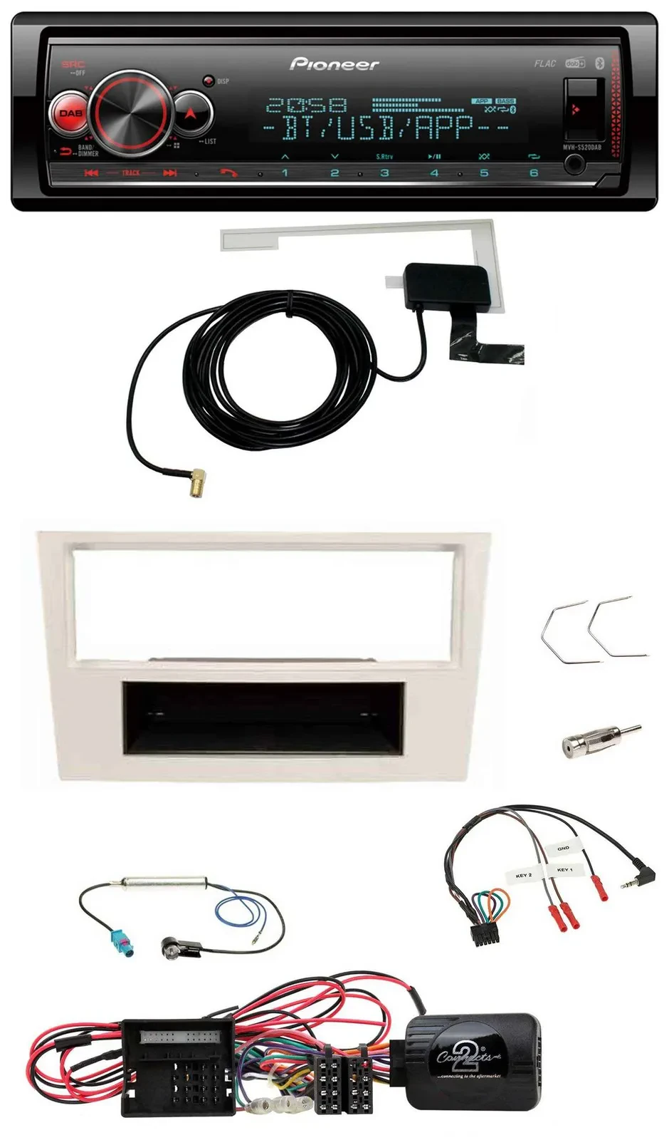 Pioneer Bluetooth DAB USB Lenkrad Autoradio für Opel Corsa D perl-weiss 09-14