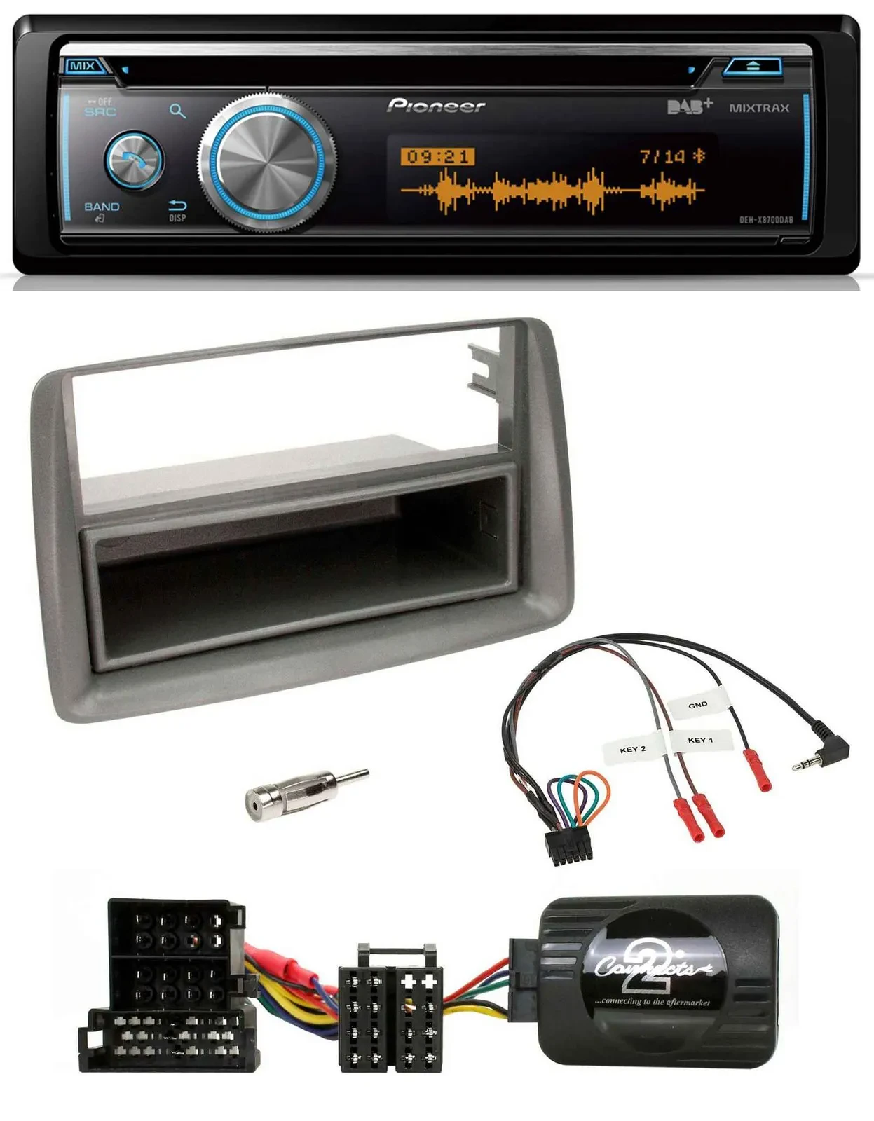 Автомагнитола Pioneer для Alfa GT/147 DAB, USB, CD, Bluetooth, серебристая