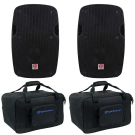 (2) Rockville SPG88 8" 800w DJ PA Speakers Lightweight Cabinets 8-Ohm+Carry Bags