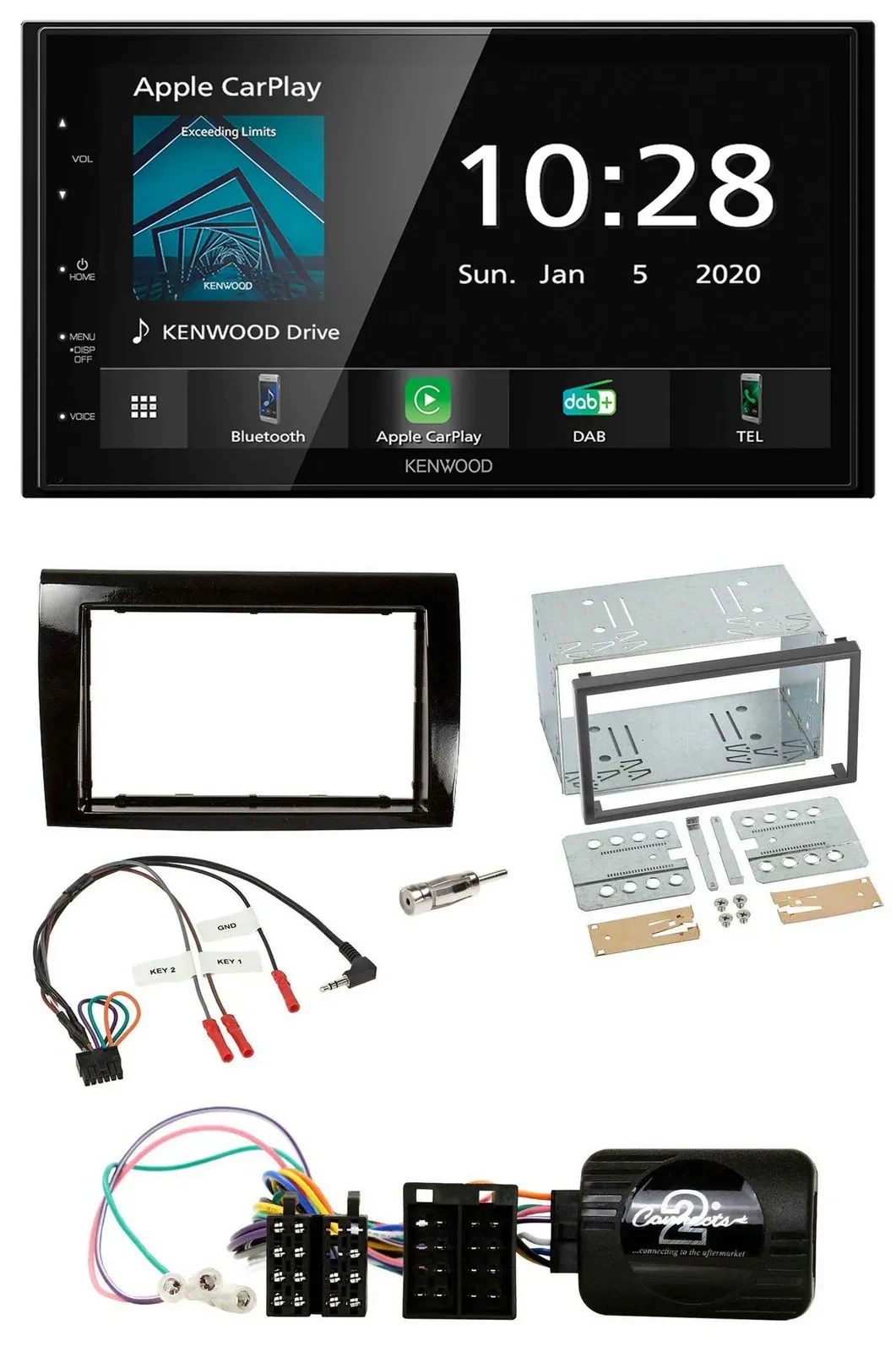 Автомагнитола для Fiat Bravo 2007–2014 Kenwood 2-DIN, Bluetooth, DAB, USB