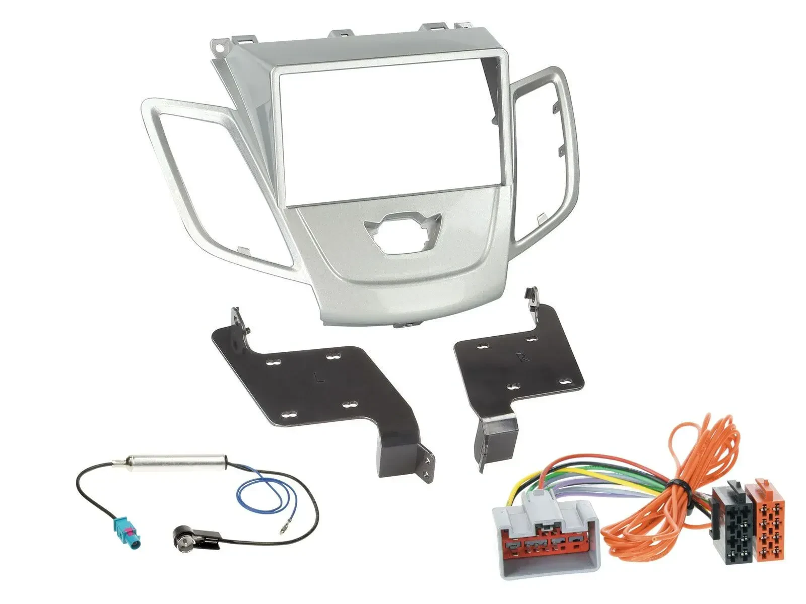 Einbauset Doppel DIN Autoradio für Ford Fiesta 08-10 silber