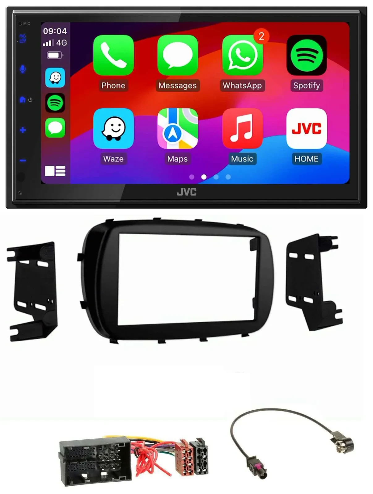 JVC Bluetooth 2DIN MP3 DAB USB Autoradio für Fiat 500X (ab 2015)