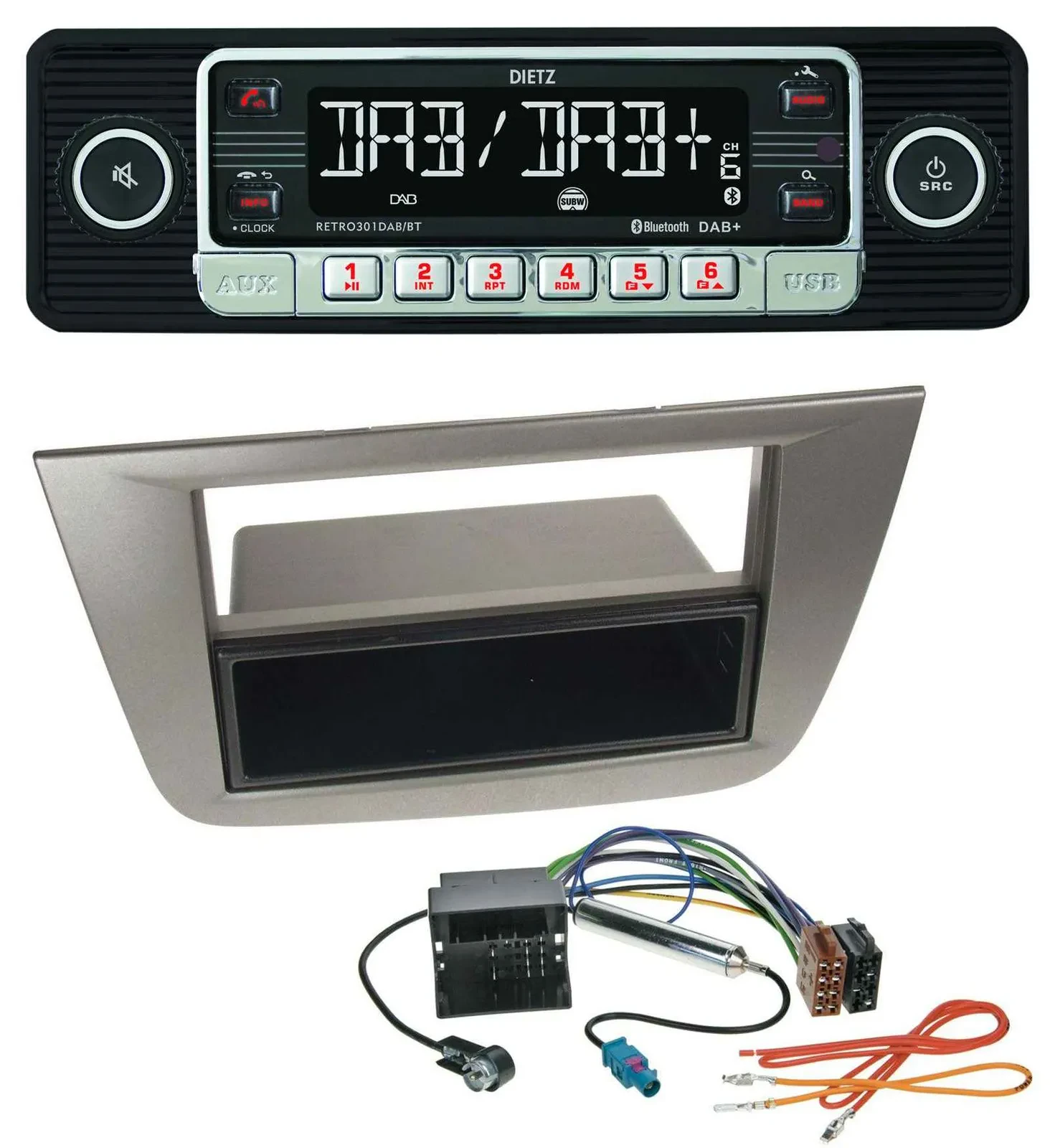 Dietz USB DAB MP3 Bluetooth Autoradio für Seat Altea Toledo ab 05 Anthrazit-meta