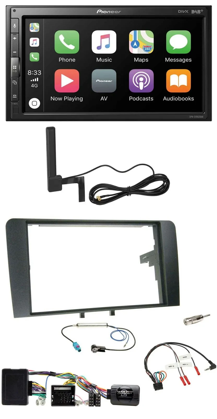 Pioneer USB 2DIN Bluetooth DAB Lenkrad Autoradio für Audi A3 8P 03-12 Bose Aktiv