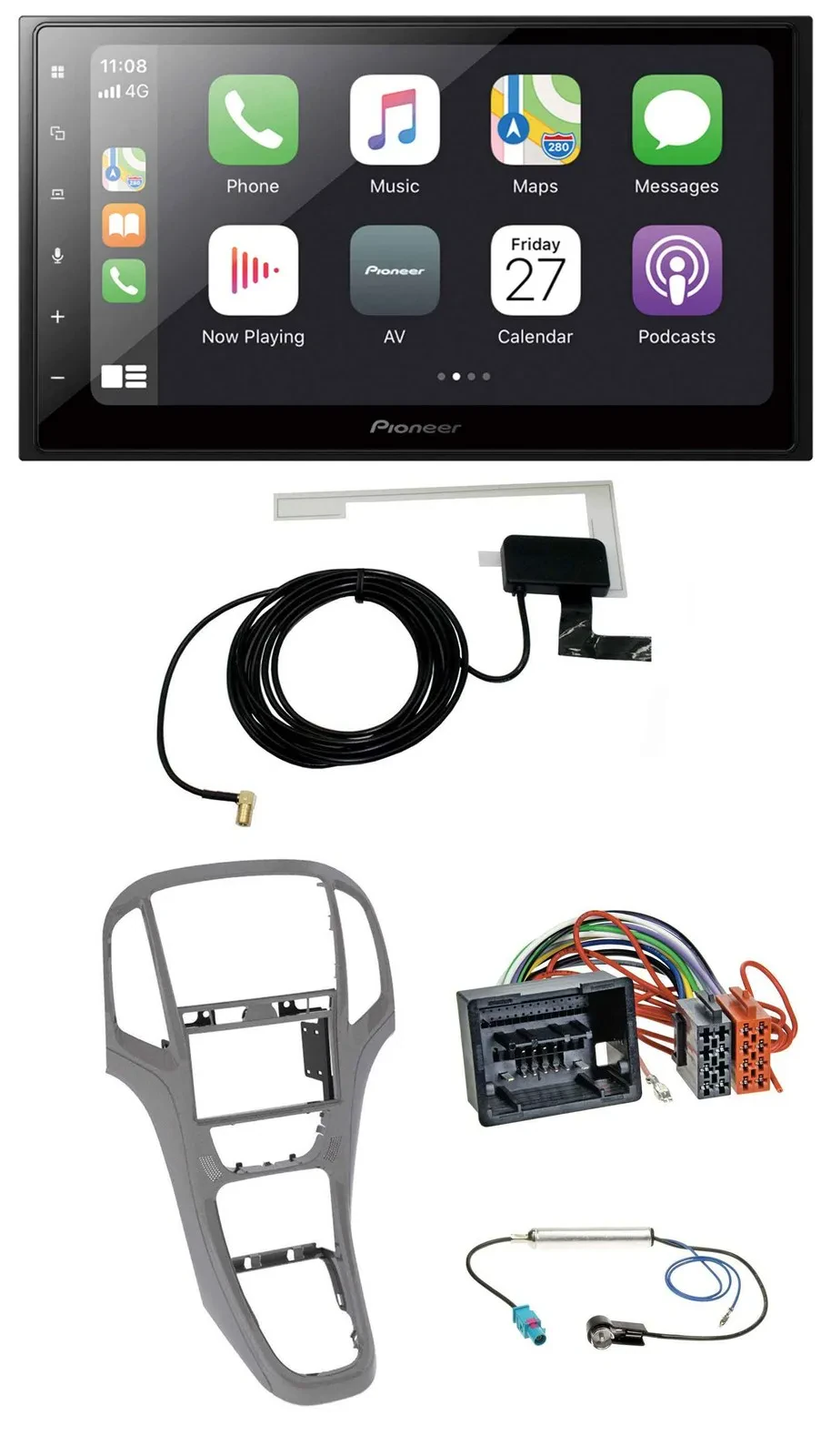 Автомагнитола Pioneer 2DIN, Bluetooth, DAB, USB, MP3, для Opel Astra J, титаново-серая