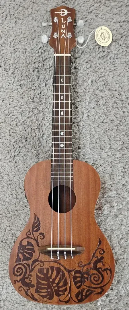 Luna UKE MO MAH EL Lizard Mahogany Concert Size Acoustic/Electric Ukulele