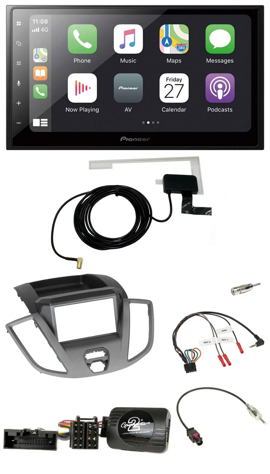 Pioneer USB Lenkrad 2DIN Bluetooth DAB Autoradio für Ford Transit V363 2014-2018