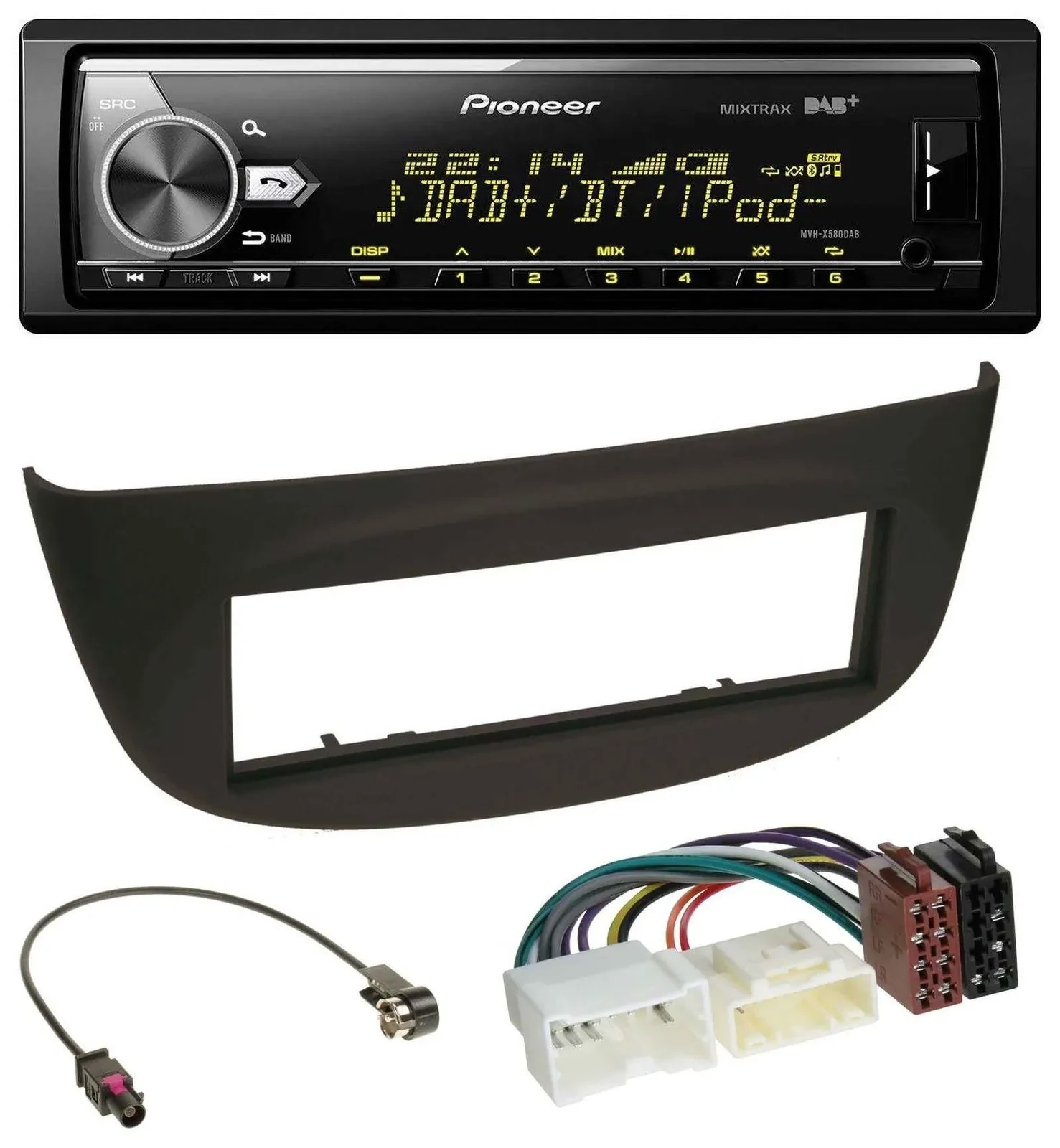 Автомагнитола для Renault Twingo Pioneer Bluetooth, USB, DAB, MP3 чёрная