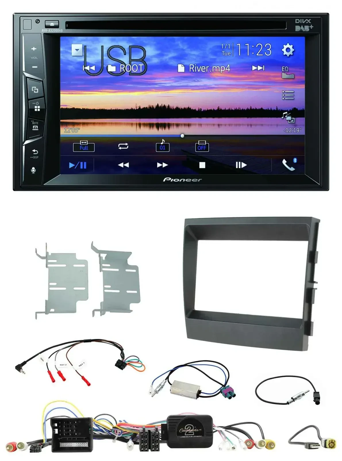 Автомагнитола для Porsche Panamera Pioneer 2-DIN, Bluetooth, USB, DVD, DAB, управление с руля