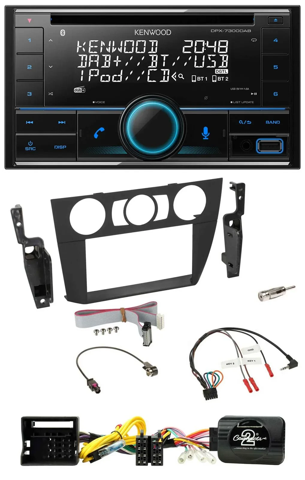 Kenwood CD 2DIN DAB USB Lenkrad Bluetooth Autoradio für BMW 3-er 2005-2013 man.