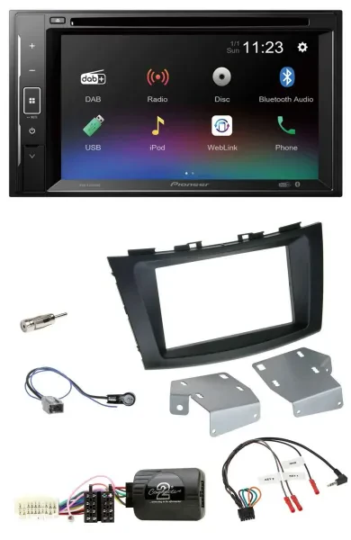 Pioneer Bluetooth Lenkrad USB 2DIN DAB DVD Autoradio für Suzuki Swift ab 2011