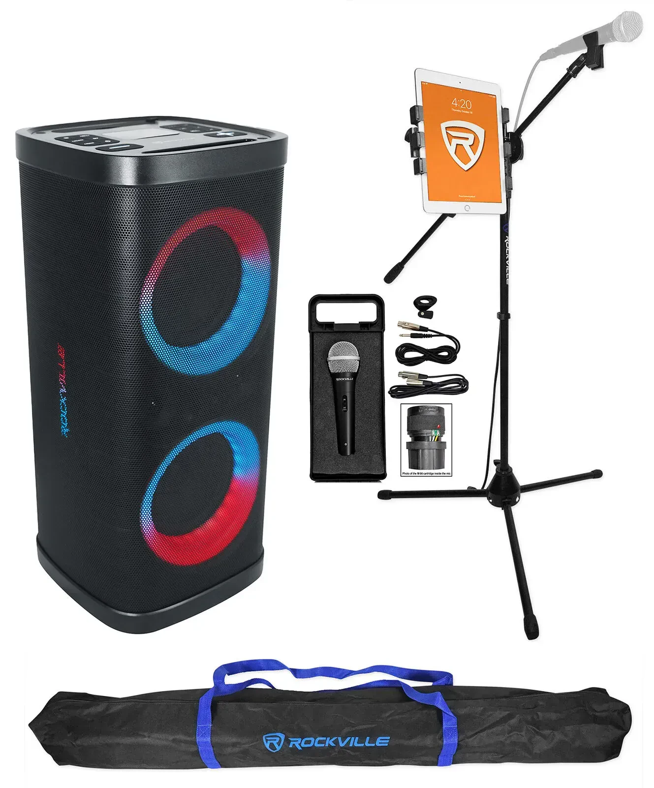 Портативная акустическая система Rockville Bass Party 65 V2 с аксессуарами