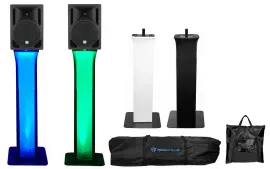 2) Rockville RPG10BT 10" Powered 600w DJ Speakers w/Bluetooth+Totem Style Stands