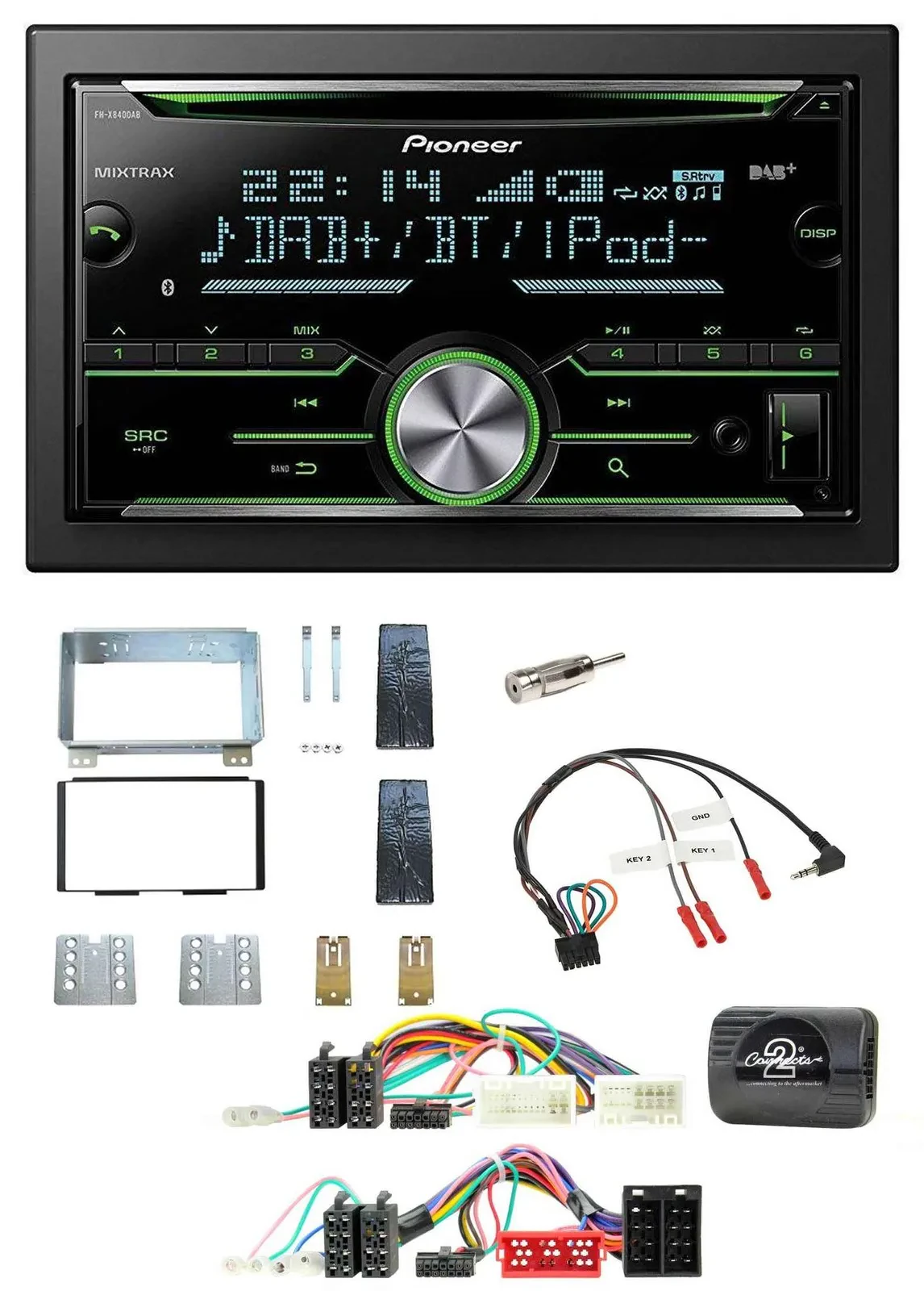 Автомагнитола для KIA Carnival II VQ (с 2006) Pioneer 2DIN, Bluetooth, DAB, USB, CD, поддержка кнопок на руле