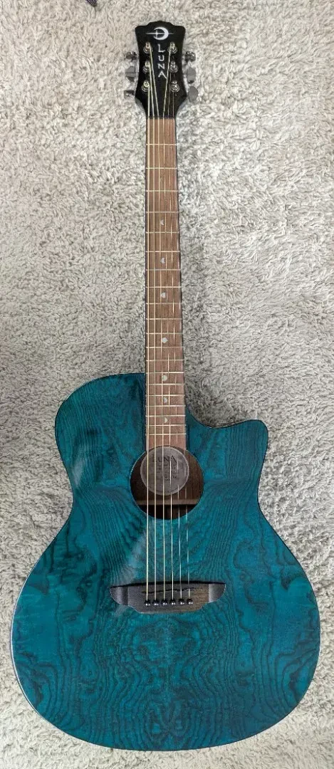 Luna GYP E QA TEAL Gypsy Teal Grand Concert Size Acoustic Electric Guitar