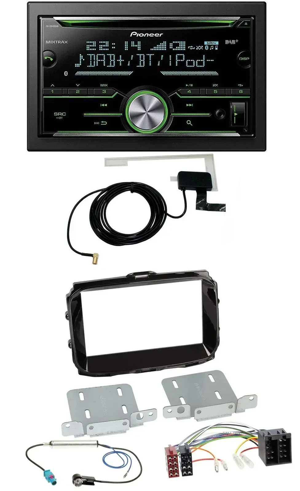Автомагнитола для Alfa Romeo Pioneer 2DIN, CD/USB/MP3, Bluetooth, DAB, ISO, черный глянцевый (piano black)