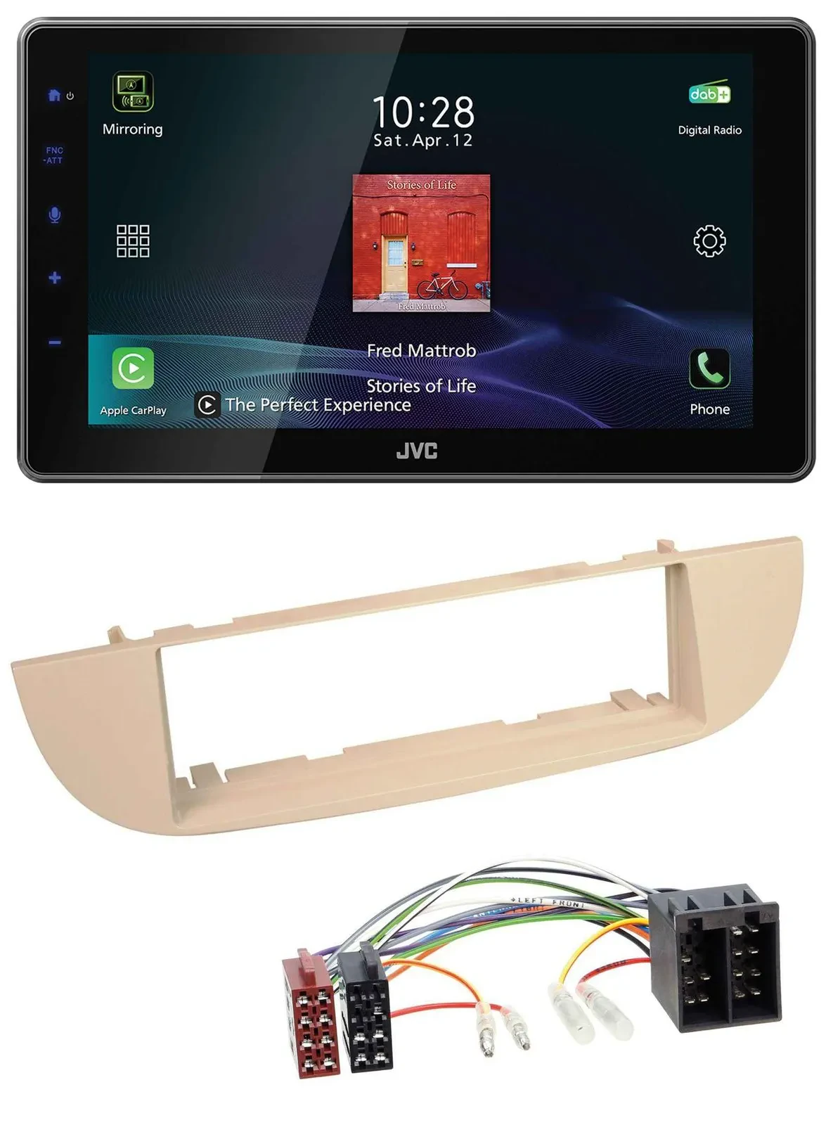 JVC DAB MP3 Bluetooth USB Autoradio für Fiat 500 ab 2007 perlgrau beige