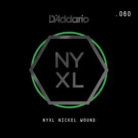 Струна для электрогитары D'Addario NYNW060 NYXL Nickel Wound Singles, сталь никелированная, калибр 60