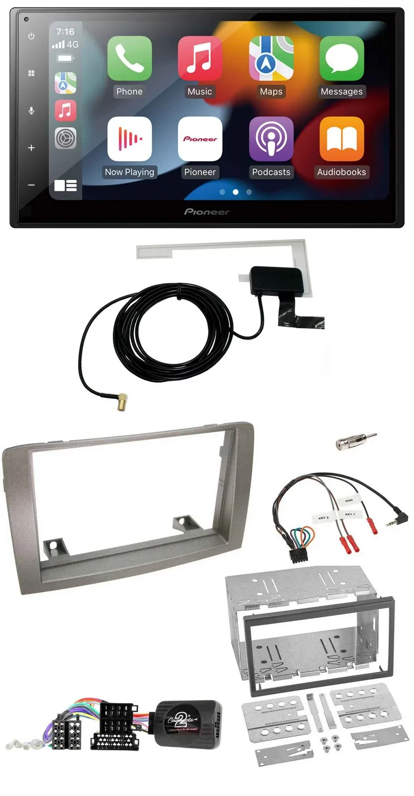 Автомагнитола Pioneer 2DIN, USB, Bluetooth, DAB для Lancia Musa 2004–2012