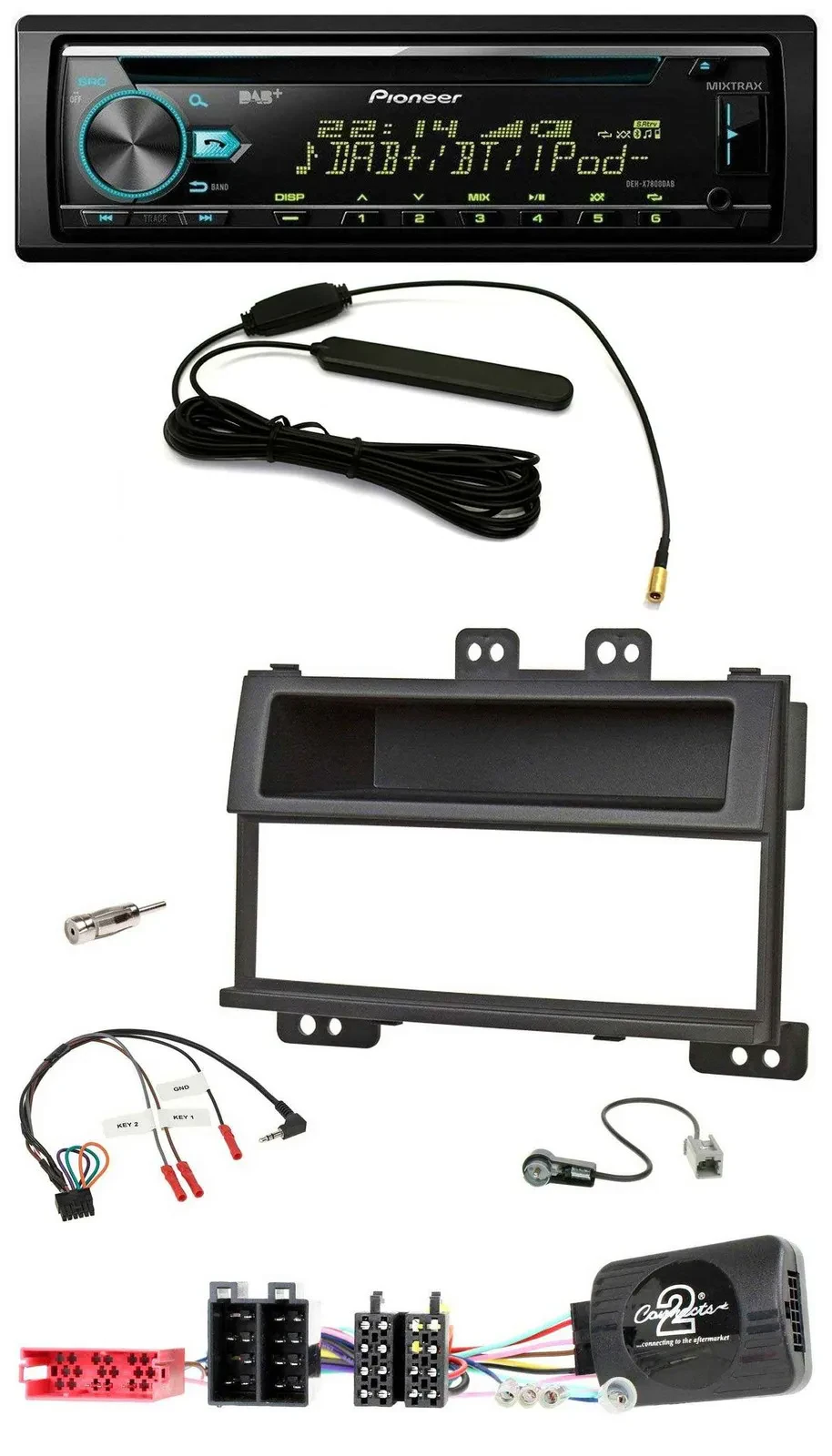 Pioneer CD MP3 Lenkrad DAB USB Autoradio für Hyundai i20 ISO 2009-11 schwarz