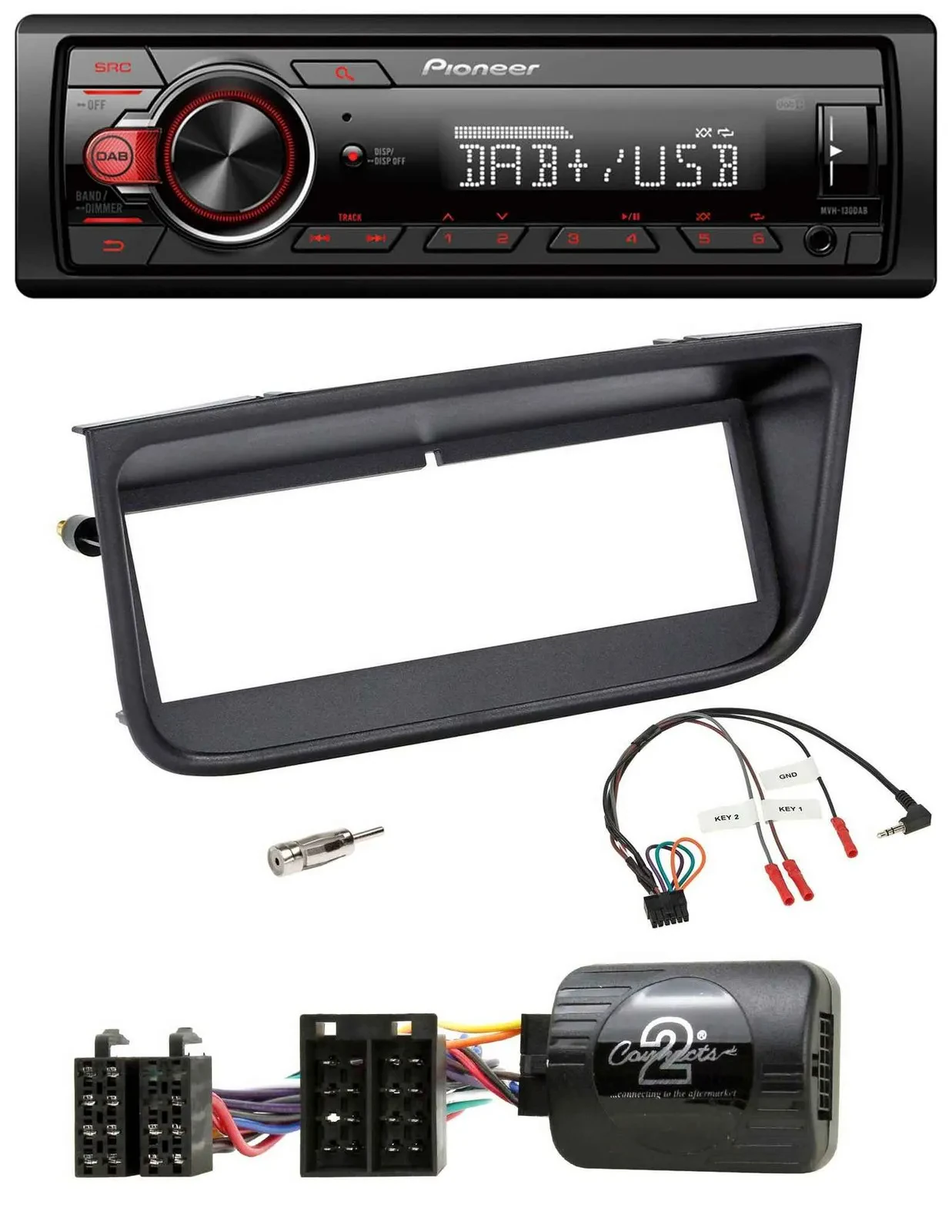 Pioneer MP3 1DIN DAB USB Lenkrad Autoradio für Peugeot 406 2002-2005