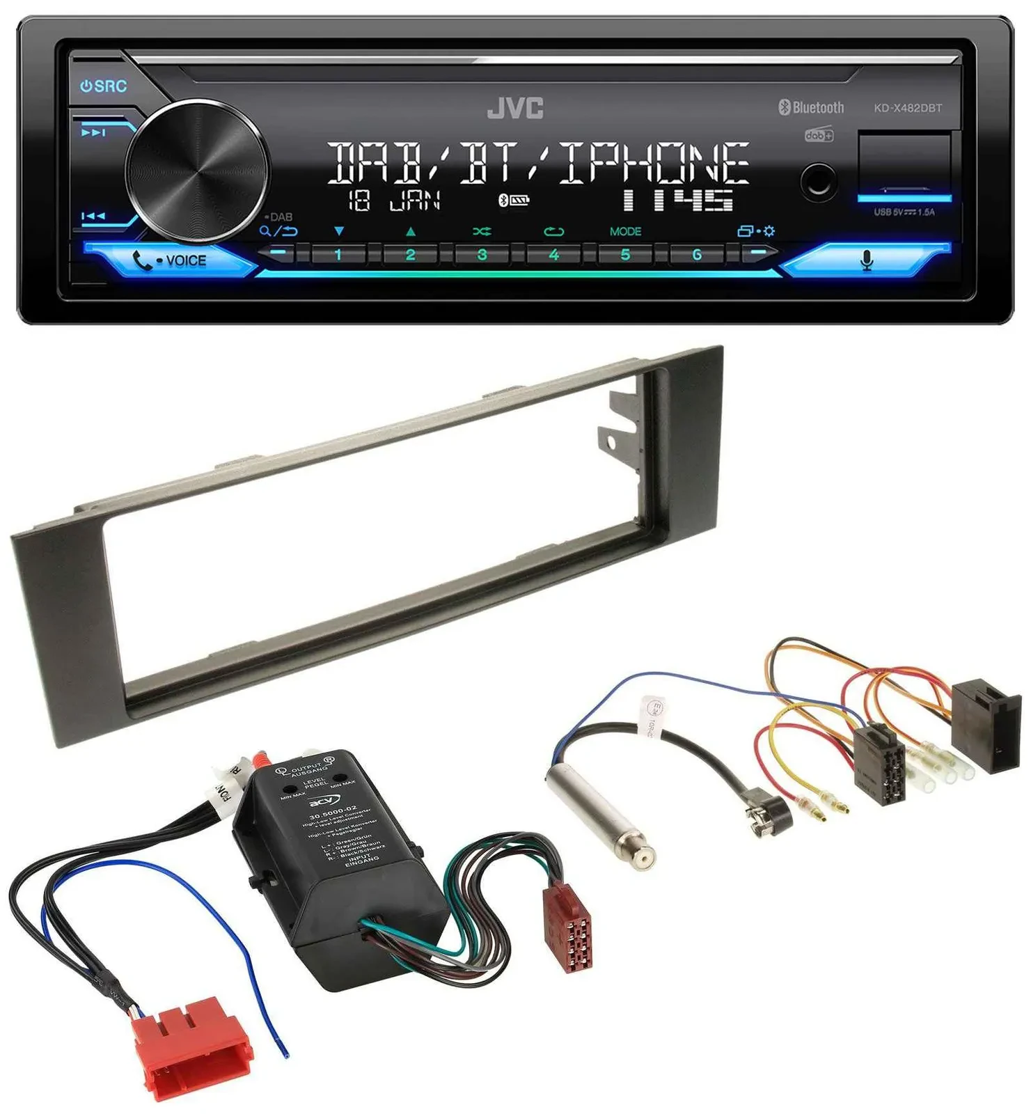 Автомагнитола JVC Bluetooth DAB USB MP3 для Audi A3 8P (2003–2006), совместима с Bose активной системой