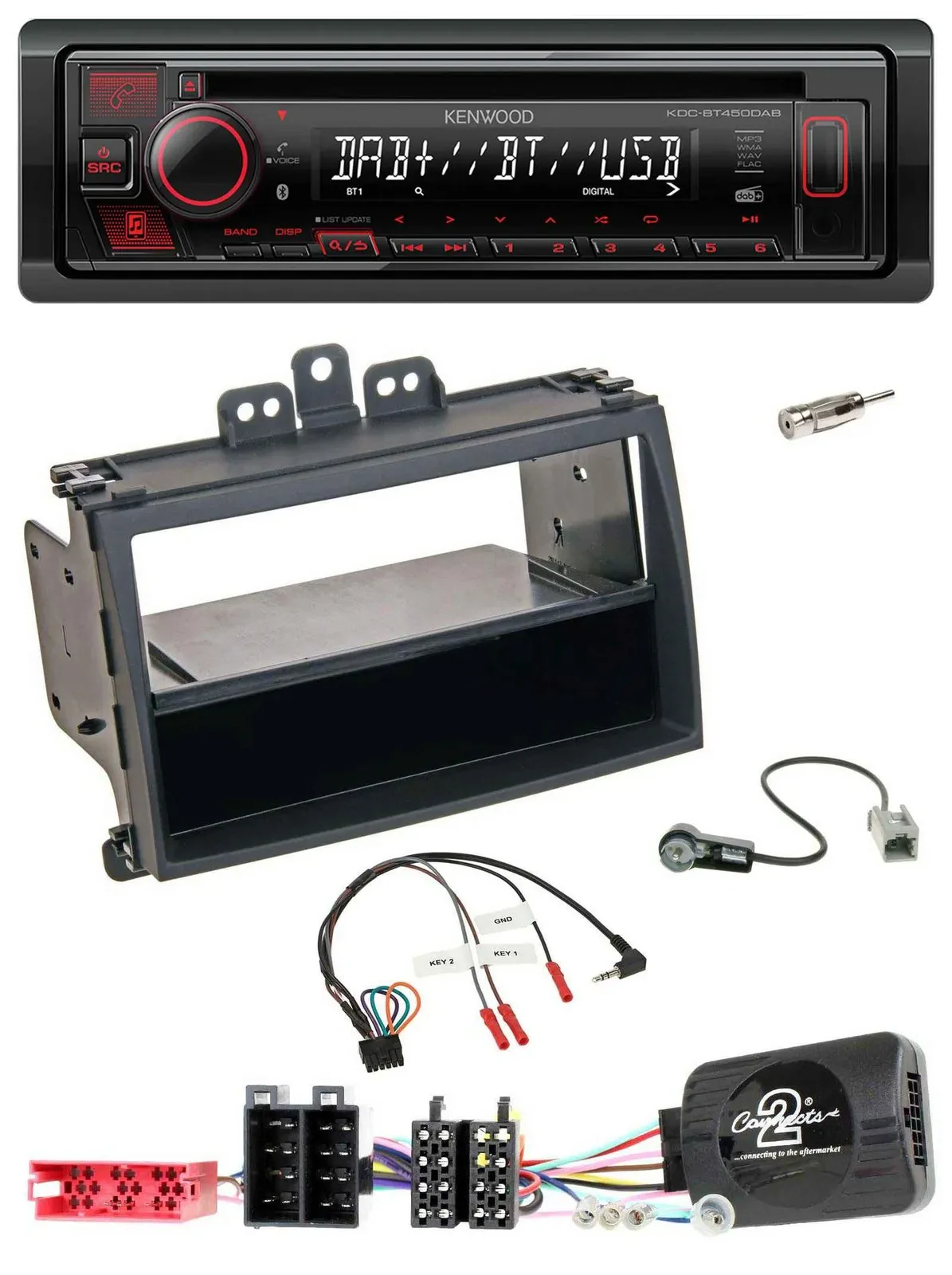 Kenwood Lenkrad CD USB Bluetooth DAB Autoradio für Hyundai i20 09-11 schwarz Rub