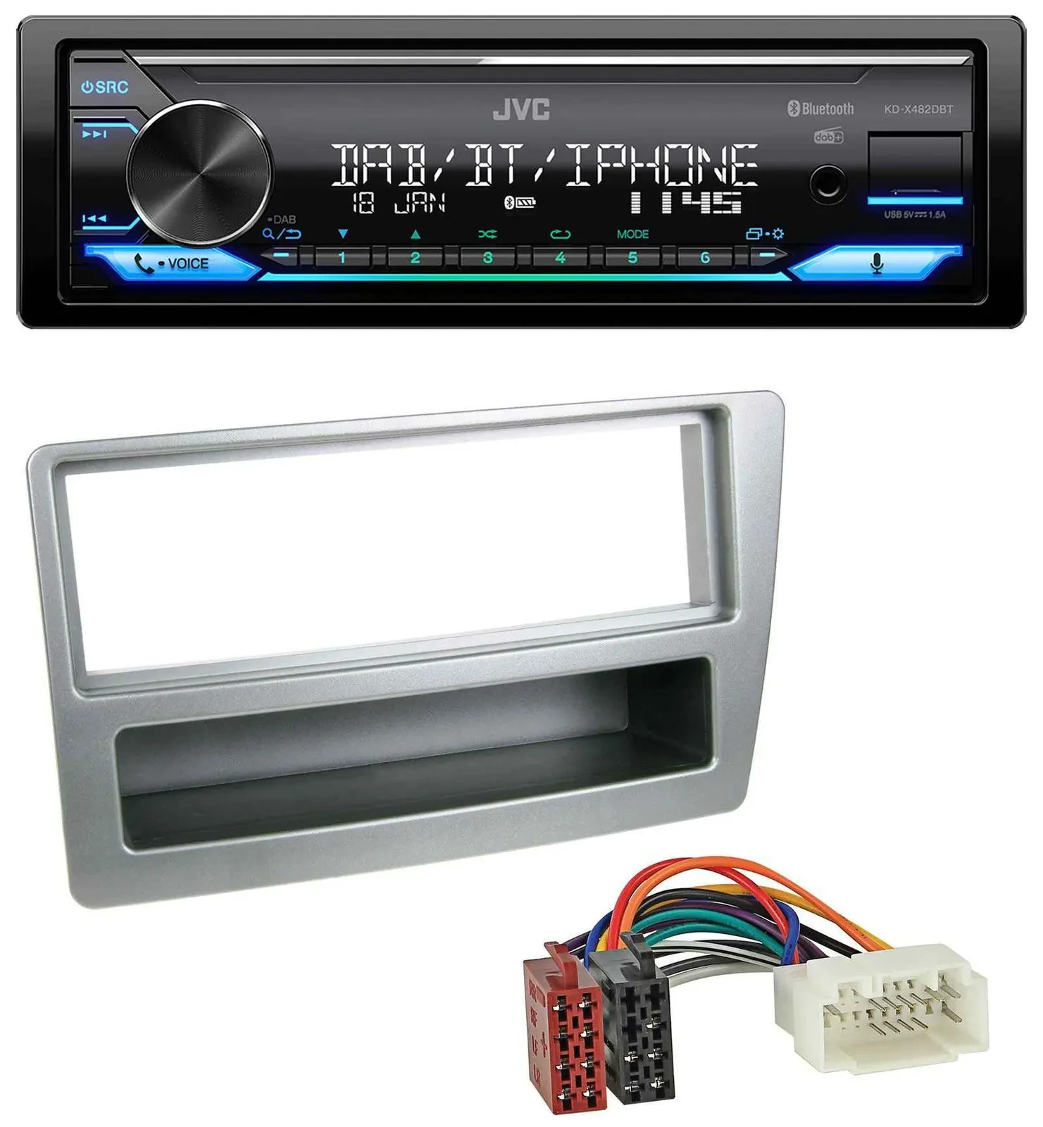 JVC Bluetooth DAB USB MP3 Autoradio für Honda Civic 04-06 silber autom. Klima