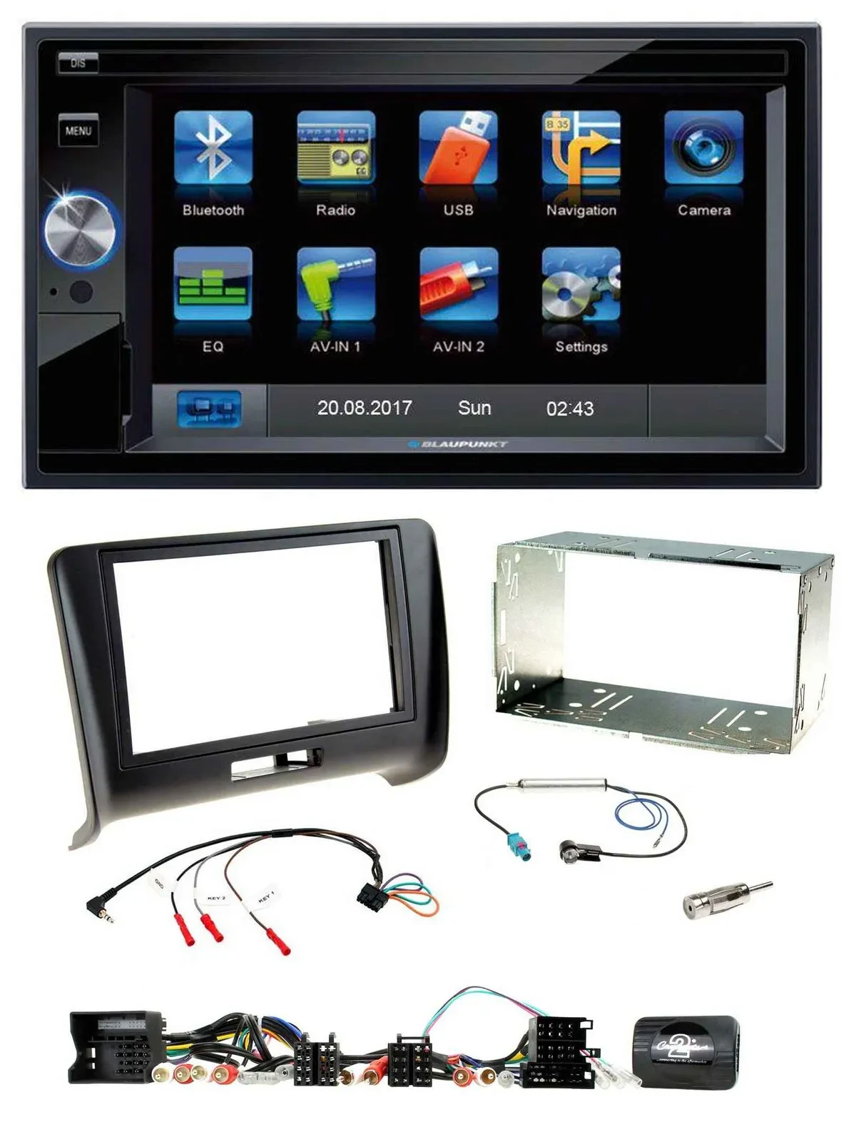 Blaupunkt SD USB TMC Bluetooth 2DIN Lenkrad Navigation für Audi TT 2006-2014 Akt