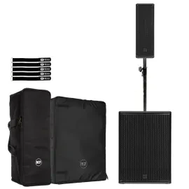 RCF NXL 14-A Black Column Speaker w 18-AX Subwoofer Pole & Covers