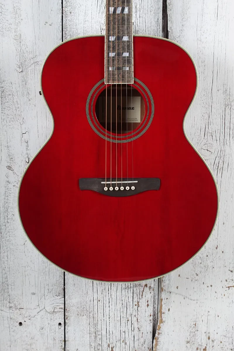 Ibanez AJ70M1E Jumbo Acoustic Electric Guitar Solid Spruce Top Wine Red Finish