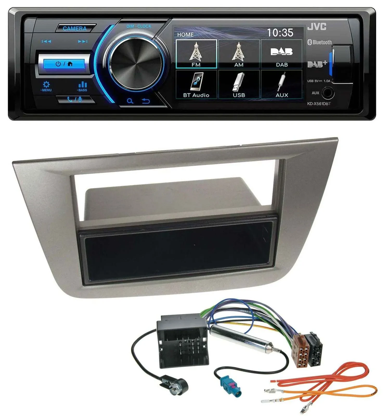 Автомагнитола JVC Bluetooth MP3 USB DAB для Seat Altea/Toledo (с 2005) антрацит-металлик